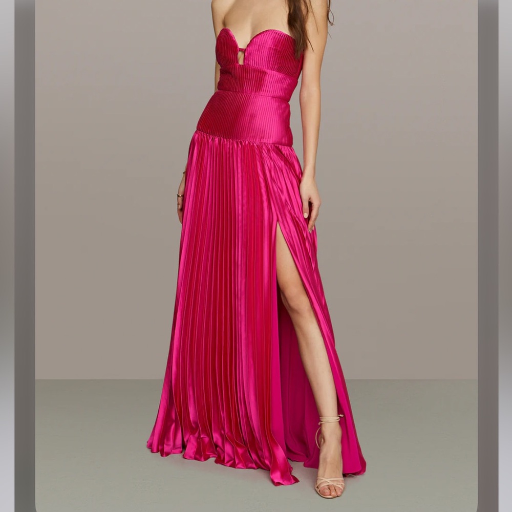 Amur Ludlow Charmeuse Pleated Strapless Gown Size 10 NWT - Picture 3 of 7